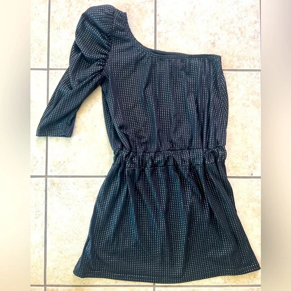 Zara evening collection studded silver black one shoulder mini dress. Size M. - Picture 3 of 5